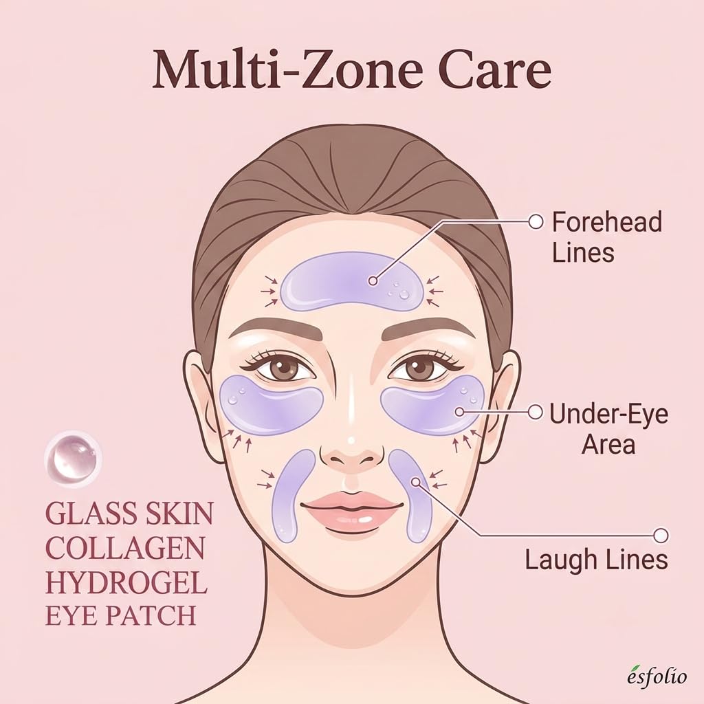 Esfolio Made In Korea Pure Skin Collagen Eye Patch 60 Patches, Hydrogel Under Eye Patches With Collagen, Cooling Eye Care Patches For Smooth And Refreshed Looking Skin, Korean Skincare