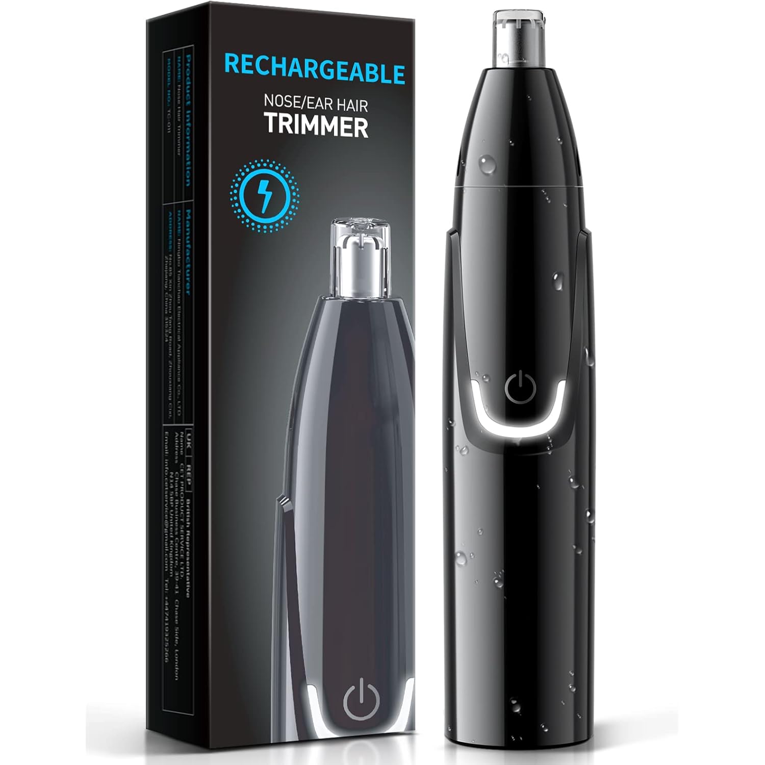 ZORAMI Rechargeable Ear and Nose Hair Trimmer - 2026 Professional Painless Eyebrow & Facial Hair Trimmer for Men Women, Powerful Motor and Dual-Edge Blades for Smoother Cutting Black