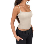 PINKMSTYLE Women's Sexy Square Neck Lace Cami Tank Tops Fitted Double Lined Sleeveless Crop Spaghetti Strap Summer Y2k Tops