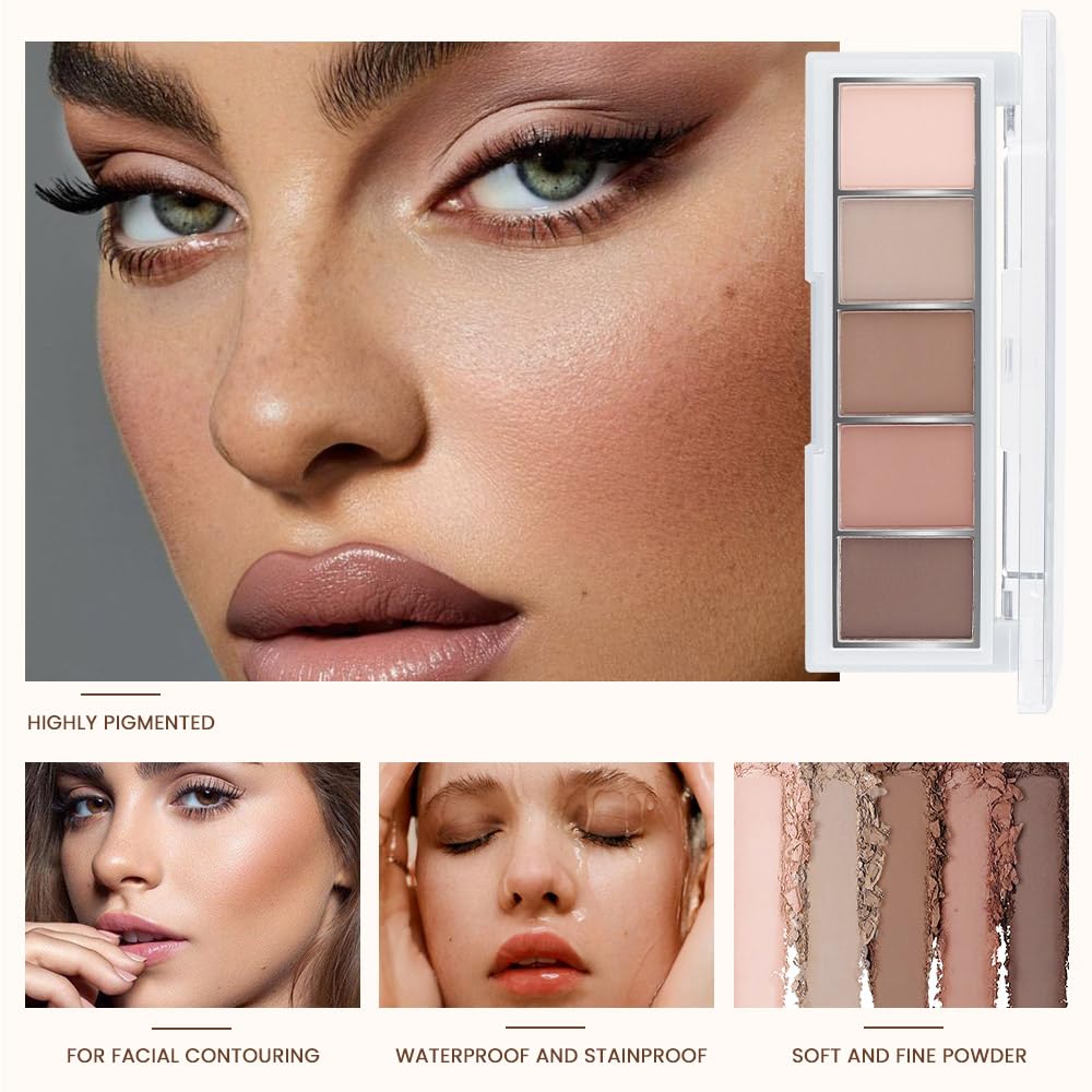 Mivota 5Color Matte Eyeshadow Palette, Neutral Cool-Toned Taupe Eye Shadows, Velvety Long-Lasting Formula For Natural Everyday Makeup, For Brown Eyes Long Lasting Naturing-Looking (#02)