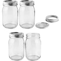 FastRack Regular Mouth Mason Jars 16 oz with Airtight Lids – Pack of 4 | Empty Glass Canning Jars for Food Storage, Fermentation, Pickling Canning, Meal Prep, Pantry Organization & Kombucha Brewing