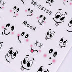 Cute Expression Nail Art Stickers Cute Black Ant Cartoon Nail Decals 6PCS 3D Self-Adhesive Black Ants Face Expression Playful Design Manicure Stickers Gel Polish Sliders for Women DIY Nail Decorations