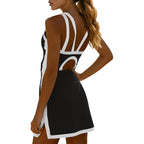 Fisoew Womens Tennis Mini Dress With Built-In Shorts & Bra Open Back Sleeveless Golf Gym Workout Tank Dresses