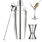 Ohtomber 24Oz Stainless Steel Cocktail Shaker Set Bartender Kit | Includes Buit-In Strainer, Jigger & Mixing Spoon, Martini Drink Mixer Set, Ideal Bar Accessories For Beginners & Home Bar