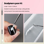 Fcozpjk Nail Art Sculpture Pen, 3PCS Double-head Stainless Steel 3D Gel Art Sculpting Pens Dotting Tools Acrylic Powder Flower Design Carving Modeling for Builder Gel Chrome Powder Applicator Manicure