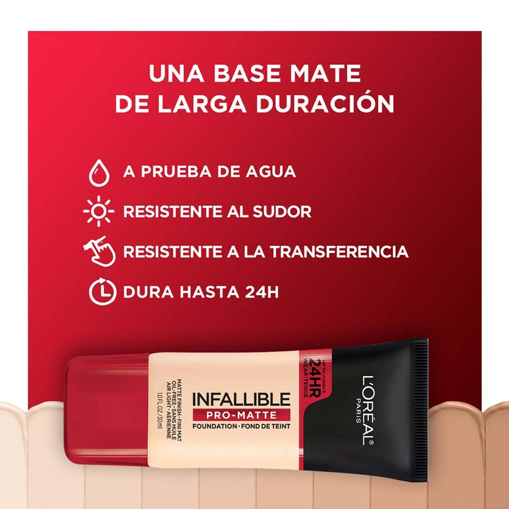 L'Oreal Paris Cosmetics Makeup Infallible Pro-Matte Liquid Longwear Foundation, Natural Buff, 1 Fl Oz.