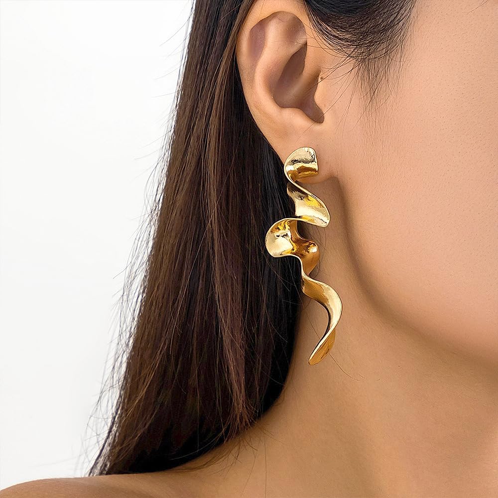 Fashion Gold Irregular Geometric Drop Dangle Earrings for Women Boho Silver Long Statement Earrings Abstract Earrings Jewelry Gift