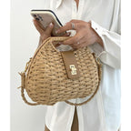 Casual Straw Beach Bags For Women Dumpling Bag Rattan Purses Summer Straw Crossbody Woven Handbag Purse Shoulder Bag Travel