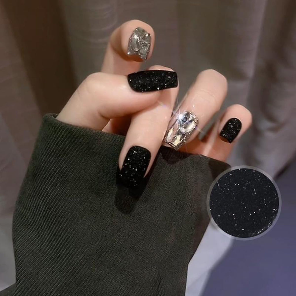 0.2mm Black Nail Glitter White Rainbow Holographic Shining Sugar Nail Glitter Candy Coat Powder Sugar Coating Effect Nail Pigment Powder Nail Art Decorations Dust Diamond Dust for Nails (B)