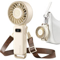 Diveblues Portable Handheld Fan D6036 Cream | 7.4M/S High Speed Turbo, 180° Foldable 4-In-1, Personal Neck Fan With Carabiner Clip, 100 Speed Stepless Control