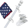 Flag Pole Kit With 3X5 American Flag - Includes 5Ft Heavy Duty Tangle Free Flagpole,Embroidered 3X5 Us Flag,Aluminum Mount Holder Bracket,Metal Flagpoles For Outside House,Porch,Outdoor - White