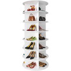Spaceaid 7 Tier Rotating Shoe Rack Tower, Spinning Shoe Display Lazy Susan, Revolving 360 Shoe Rack Storage Round Carousel, Vertical Handbag Rotate Shoes Closet Organization (7-Tier White)