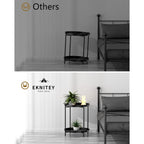 Eknitey 2 Tier End Table - Metal Side Table Waterproof Small Sofa Coffee Side Tables Bedroom Indoor Outdoor With Removable Tray For Living Room Bedroom Balcony And Office (Black)