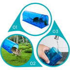 Humane Mouse Trap Reusable! [2-Pack] - Catch And Release No-Kill Rodent Traps For Indoors & Outdoors - Safe For Children & Pets - Reusable Mouse Catcher For Kitchen, Pantry & Garage Blinc (Blue)