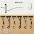 8" Plant Hangers 6 Pack, Hanging Plant Bracket For Wall Fence Porch Outdoor Indoor, Metal Plant Hooks For Basket, Flower, Planter, Feeder, Lantern, Wind Chime