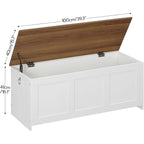 HOOBRO Storage Bench, 39.3" Retro Wooden Storage Chest, Wooden Storage Trunk, Toy Chest with Lift Top, Multifunctional Entryway Organizer, for Entryway, Living Room, White and Walnut WH141CW01