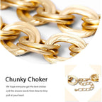 ACEDRE Chunky Choker Necklace Gold Cuban Link Chain Double O Link Necklaces Punk Hip-hop Jewelry for Women