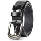 Womens-Hollow Flower Genuine-Leather-Belts - 1.2" Wide Plus Size Soft Leather Belt for Jeans Dresses Pants