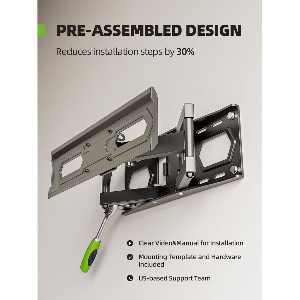 USX MOUNT TV Wall Mount for 32-74 inch Flat Screen/LED/4K up to 110lbs, Full Motion TV Mount Bracket with Swivel & Tilt Articulating Dual Arms, Max VESA 400x400mm, Fits 12/16" Wood Studs