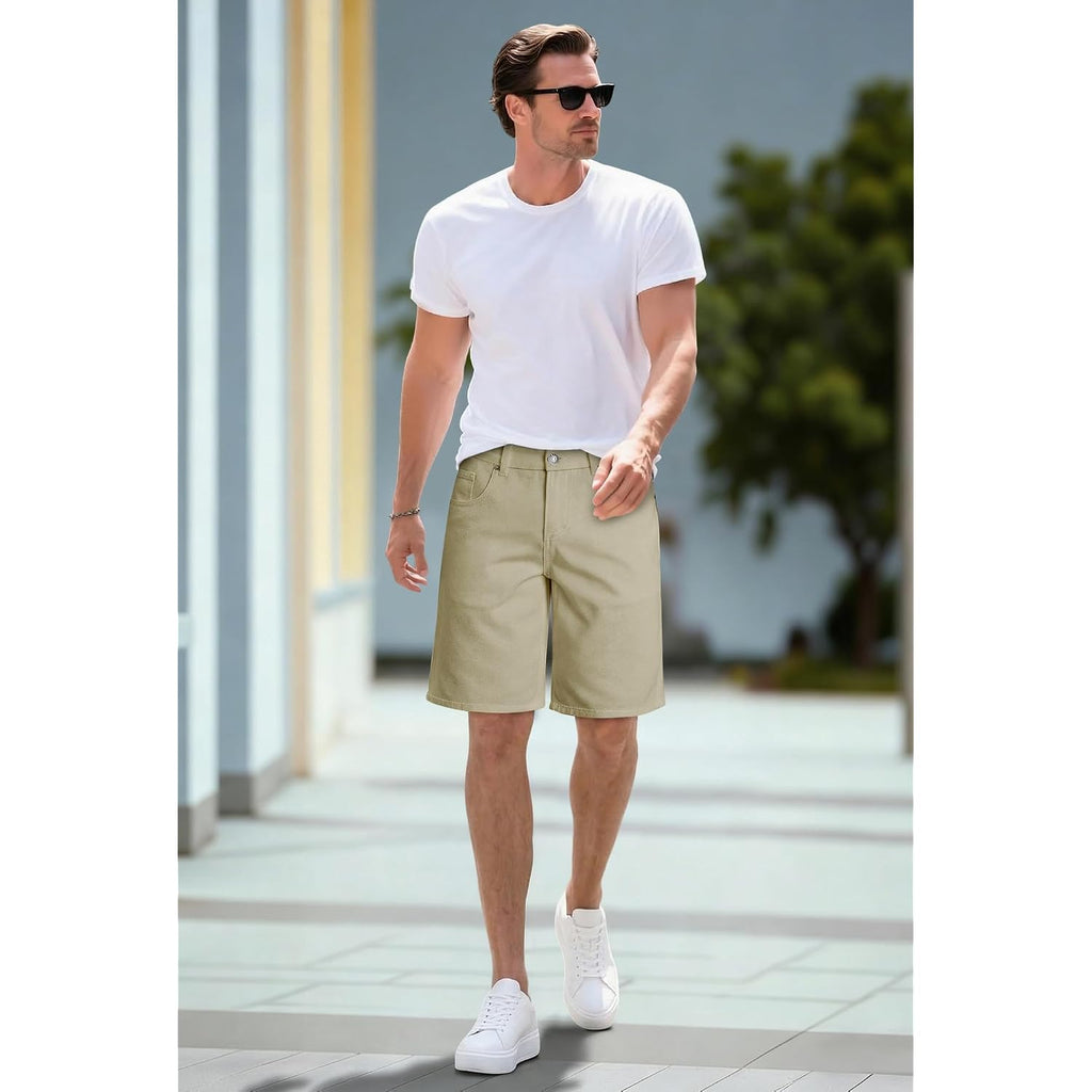 Mens Baggy Denim Shorts Summer Loose Fit Casual Wide Leg Rigid Jean Shorts