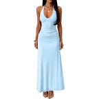 Kaximil Women'S Sexy V Neck Halter Maxi Dresses Bodycon Cocktail Wedding Guest Long Dress