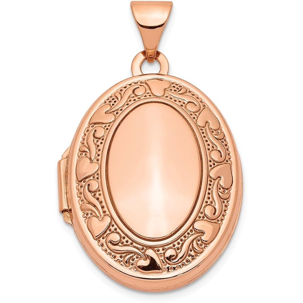 Solid 14K Rose Gold 21mm Oval Locket
