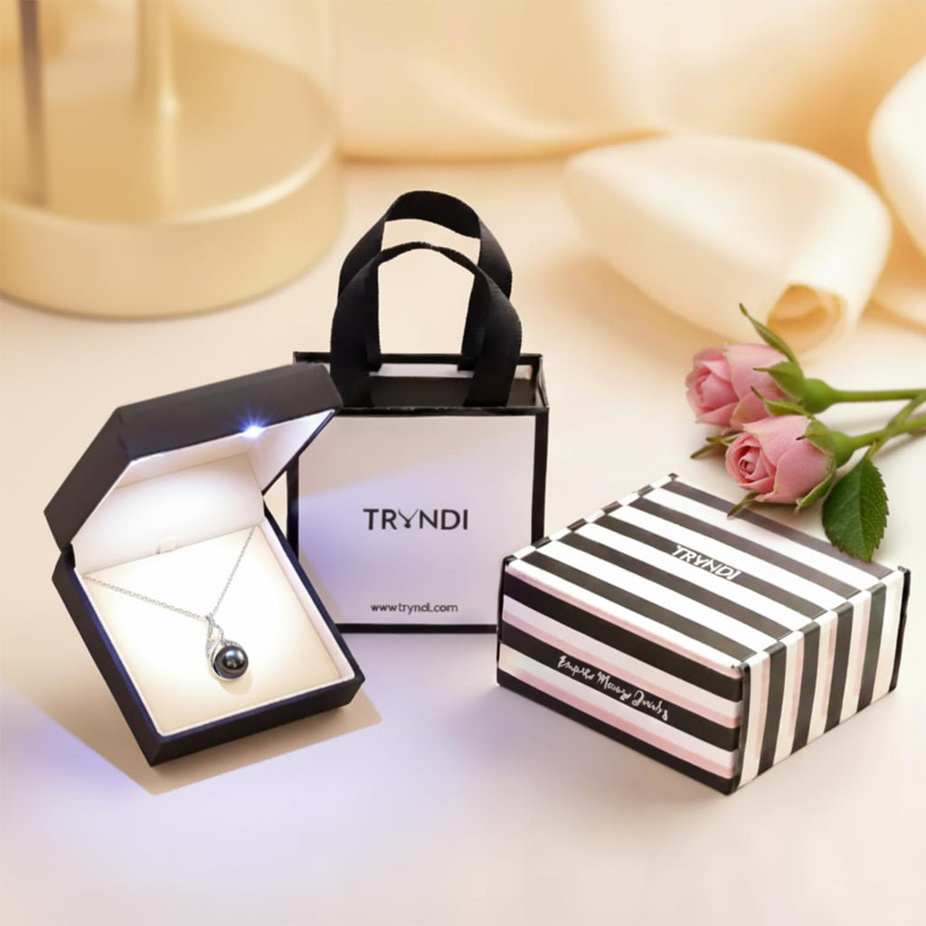 TRYNDI Real Tahitian Black Pearl Necklace Gifts for Women - Larger 11-12mm Luxury Pearl Womens Jewelry, Romantic Valentines Gift for Wife from Husband- Wedding Anniversary, Birthday, Mothers Day, Valentine Necklace for Girlfriend, Fiance & Soulmate