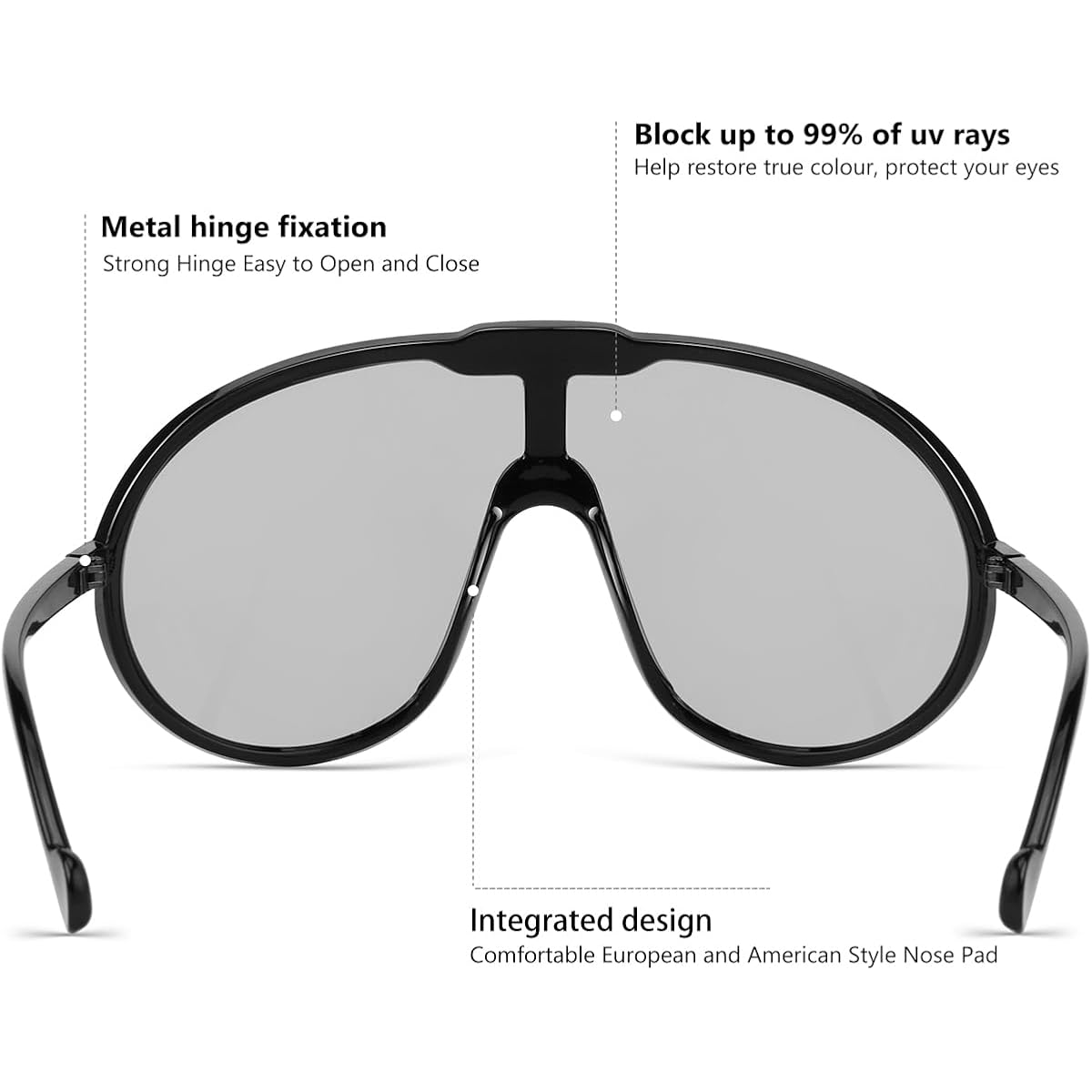 GFUIARA Trendy Oversized Sunglasses for Women Men Fashion Shield Aviator Sun Glasses UV400 Protection Goggles