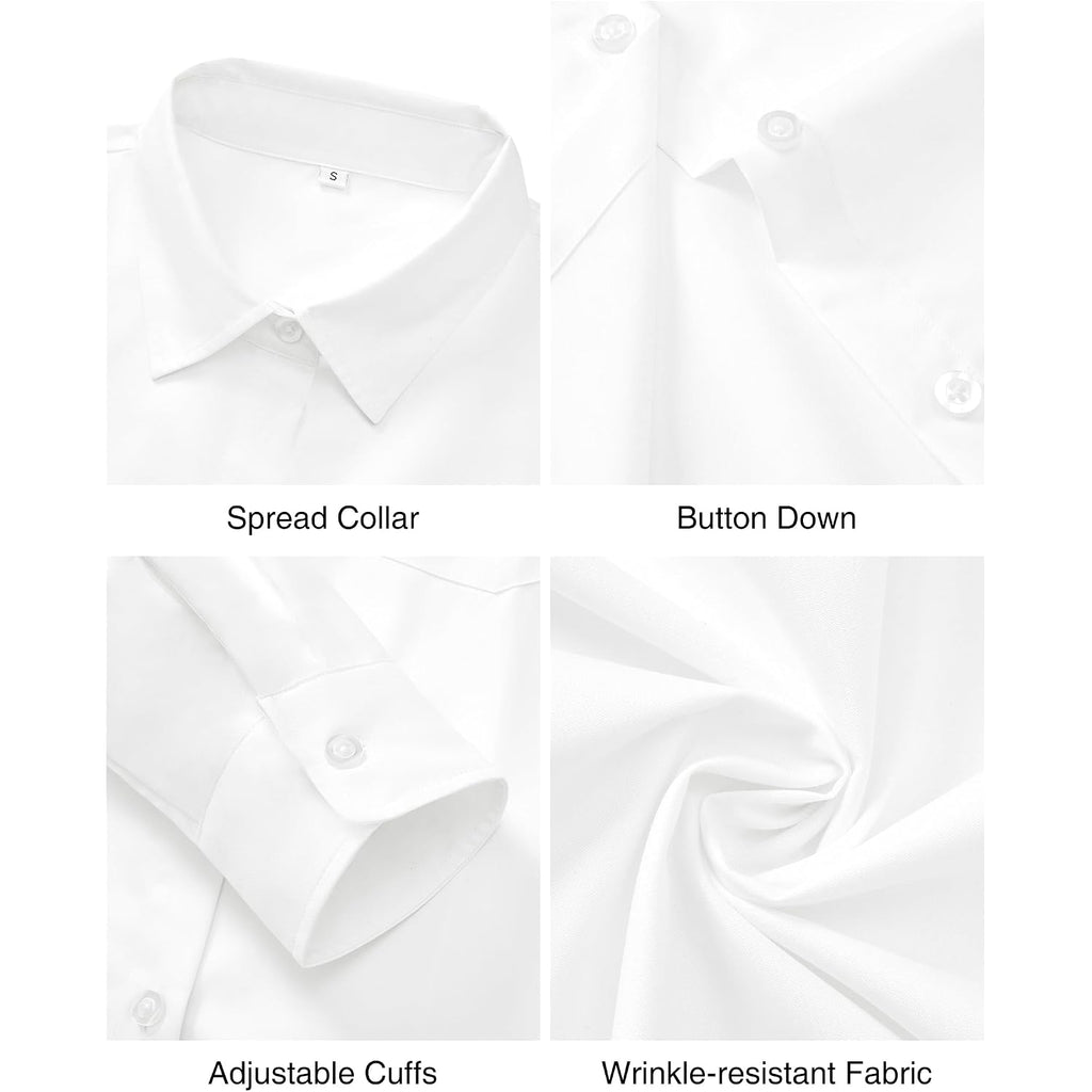 J.Ver Button Down Shirts For Women Wrinkle Free Long Sleeve Dress Shirt Business Casual Work Blouse With Pocket