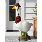 Larpgears Premium Adjustable Large Porch Goose Statue – 23” Realistic Hollow Plastic Garden Goose With Removable Cowboy Hat & Bandana, Stone Base With Sand-Fillable Design For Outdoor Stability