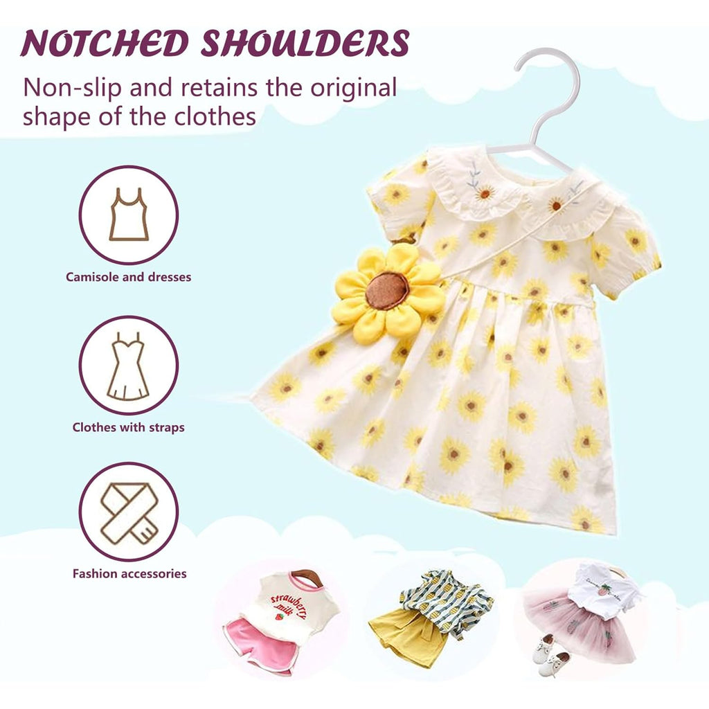 Kids Hangers - 100 Pack, 11.5 Inch White Baby & Toddler Hangers For Closet - Ideal For Baby Standard Use