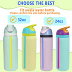 8Pcs Replacement Straws For Owala Freesip 24Oz 32Oz Bottle, Reusable Plastic Straws With Cleaning Cleaner Brush For Insulated Stainless Steel Water Bottle Tumbler Accessories(8 Color)