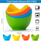 YomiFamily 4 Pack Silicone Egg Poacher Cups with Ring Standers, Nonstick Egg Poaching Cups for Air Fryer, Baking oven or Stovetop Cooking, BPA Free