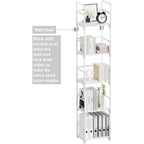 Fiducial Home 5 Tiers Narrow Bookshelf White Skinny Open Book Shelf | Slim Thin Small Spaces For Space Saving, Easy To Assemble, 12"L X 10"W X 57.2"H