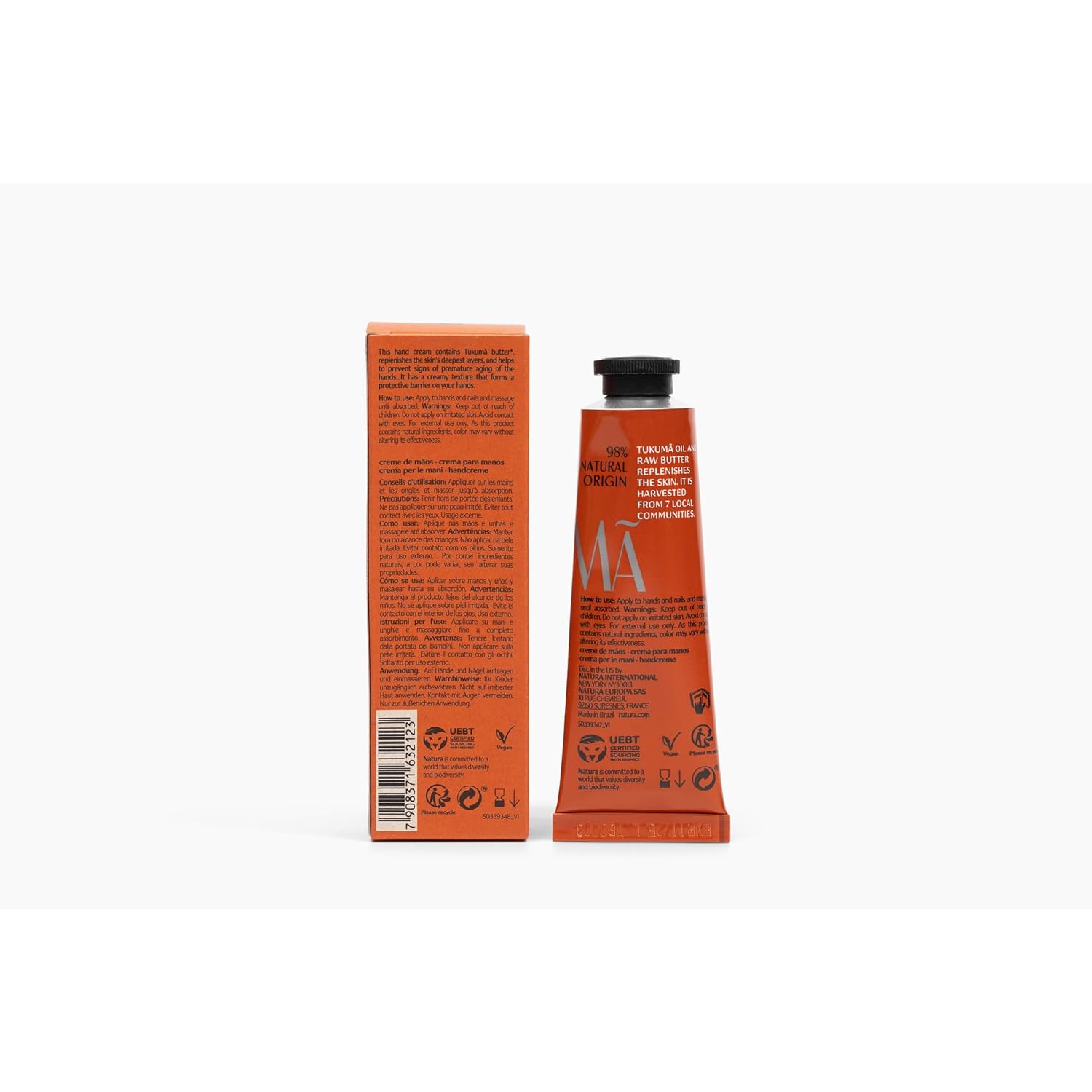 Natura – Tukumã Hyaluronic Acid Boosting Hand Cream Travel Size - Moisturize & Improve Skin Texture - Anti-Signs & Anti-Aging - Vegan Skin Care - Brazilian Beauty Secrets - 1.41oz (40g)