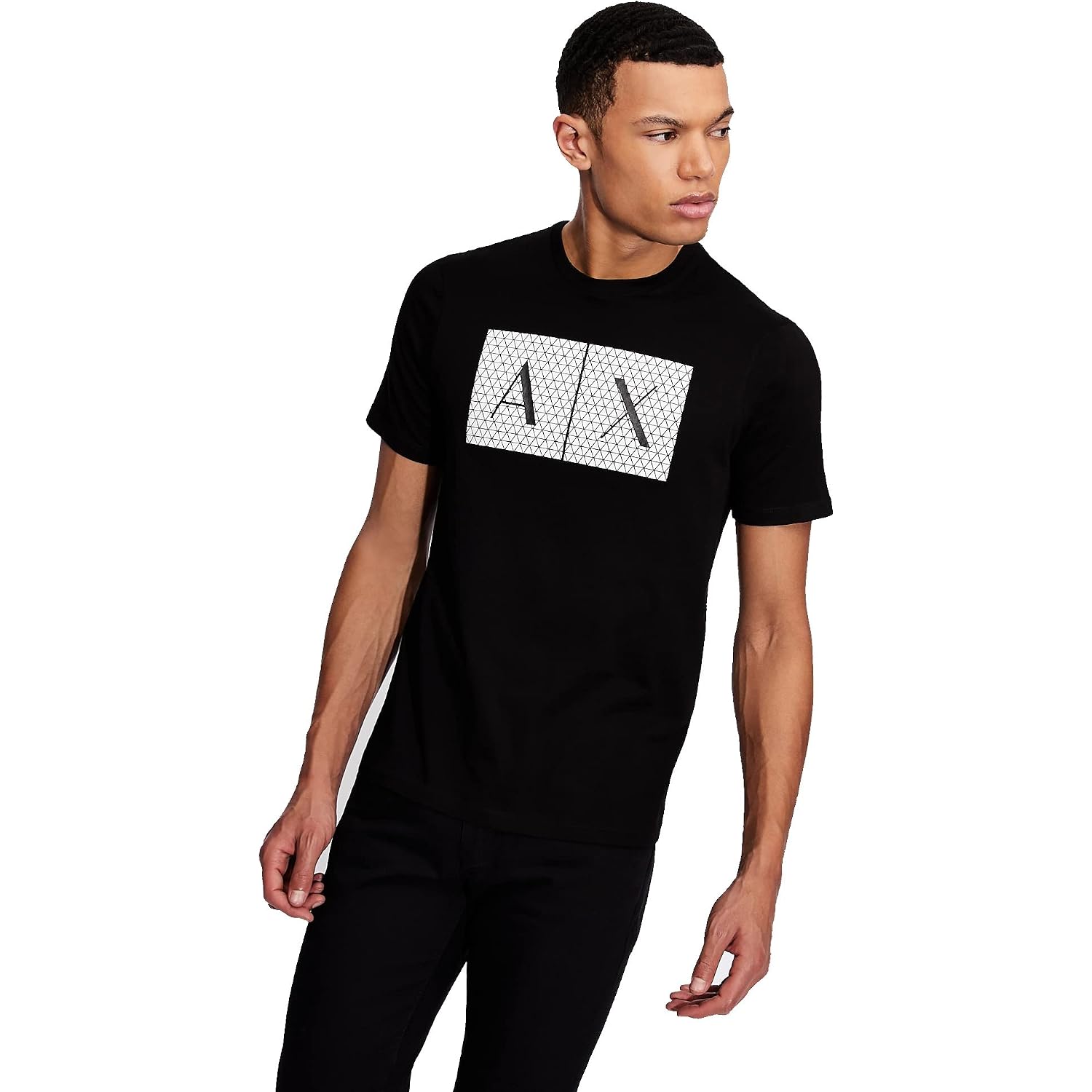 Armani Exchange Men'S Crew Neck Logo Tee T Shirt Grid Logo