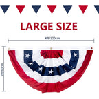 2X4 Ft American Pleated Fan Flag, Patriotic Half Fan Bunting Flag, Indoor Outdoor For Red White Blue Usa 250Th Anniversary 4Th Of July Decoration Patriotic Decor Memorial Day (Set Of 5)