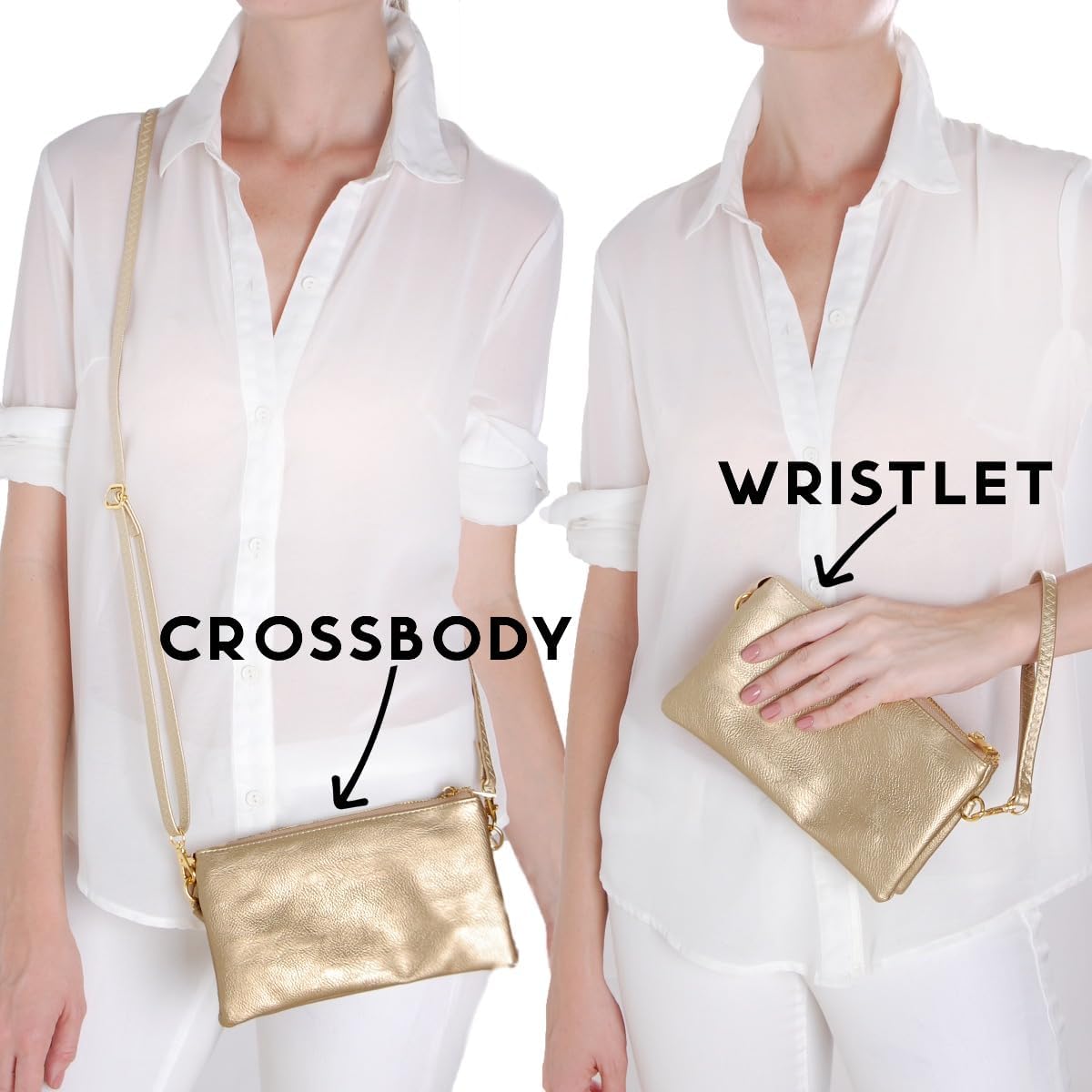 Humble Chic NY Vegan Leather Wristlet Purse for Women - Small Clutch Purse with Shoulder and Wrist Straps