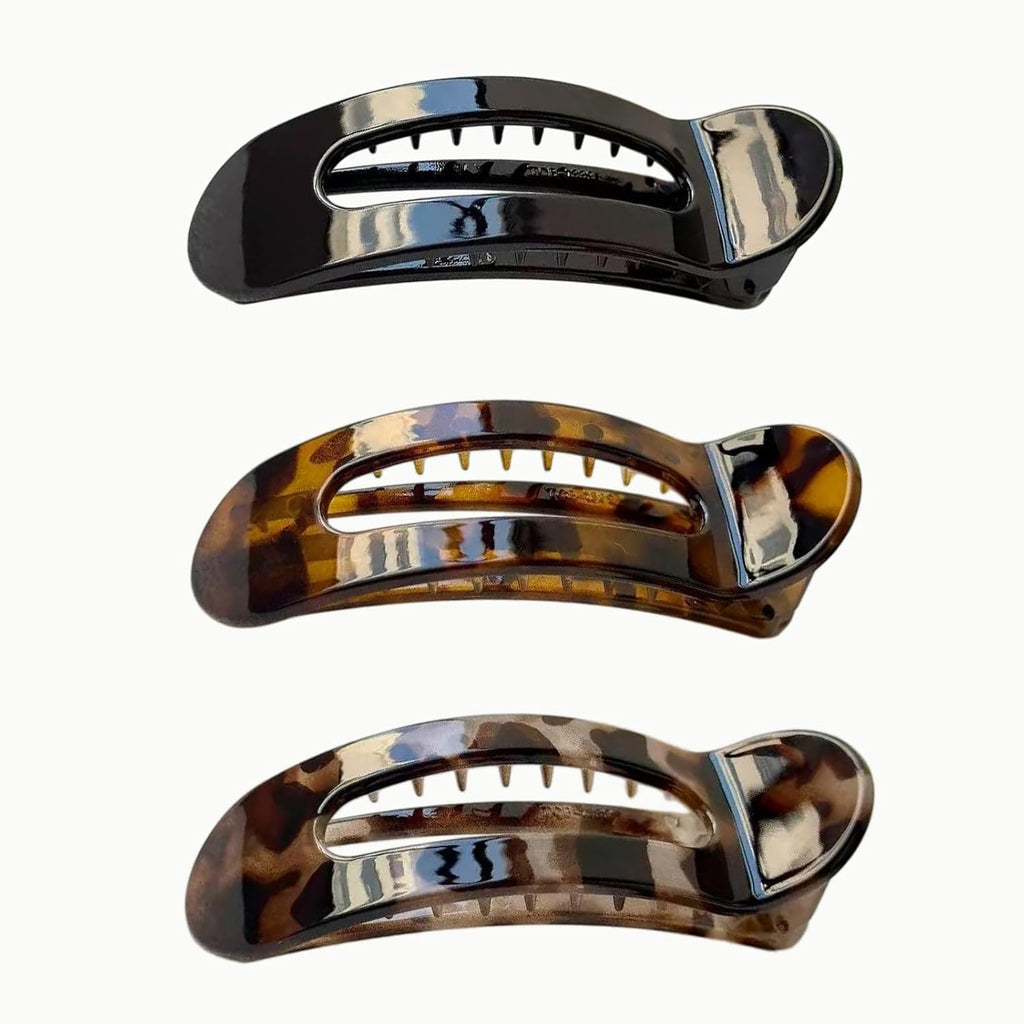 3 Pack Flat Hair Clips For Women Leopard Non-Slip Comfort Hair Clips For Thick & Thin Hair Styling Accessories