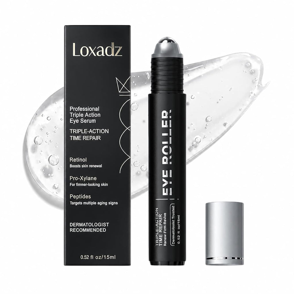 Under Eye Brightener Roller - Caffeine & Retinol Eye Serum For Dark Circles, Puffiness & Fine Lines, Travel Essential Vegan Skincare, Cooling Eye Massage, Dermatologist-Tested, 0.52 Fl Oz