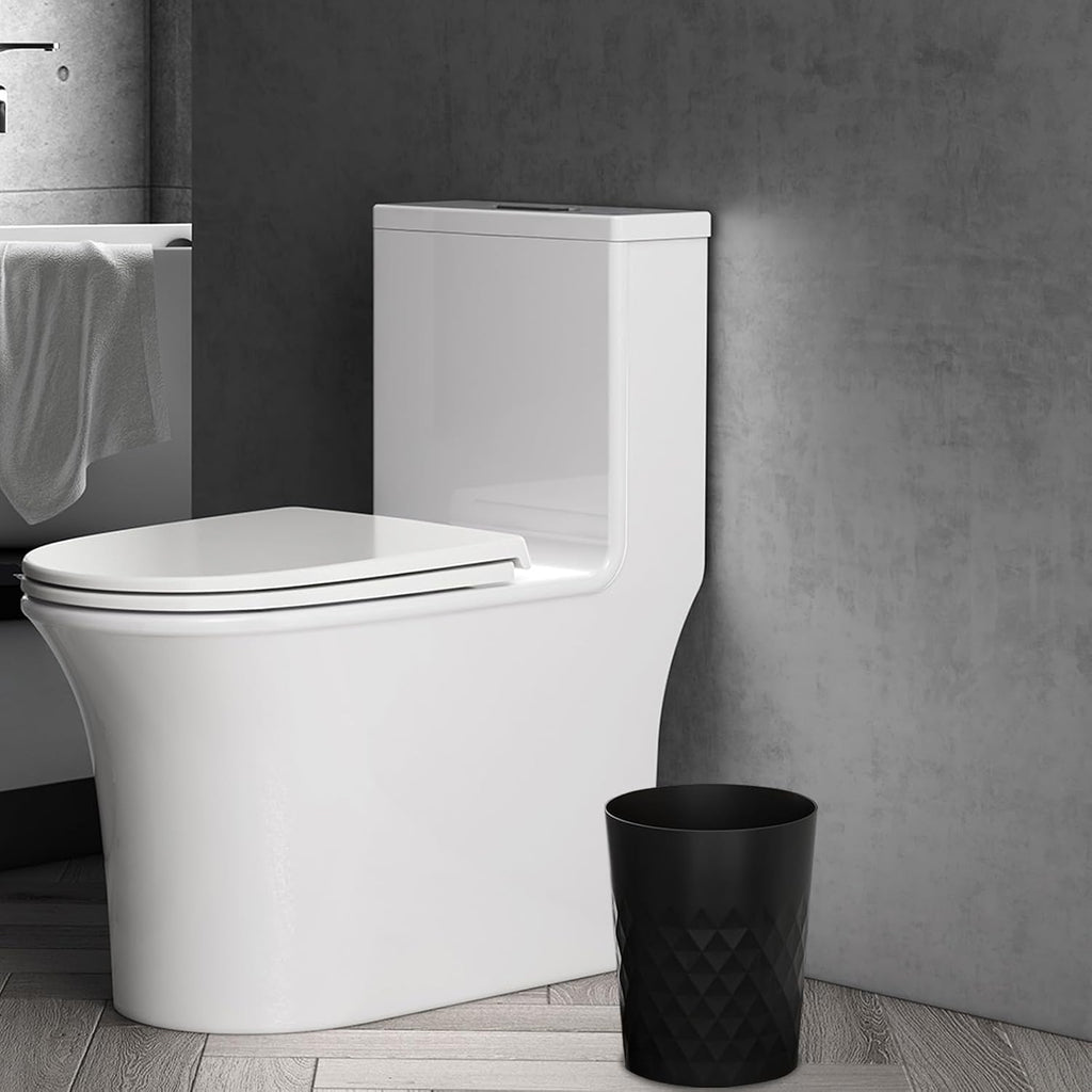 3 Pack Small Bathroom Trash Can With Trash Bags Plastic Garbage Can Black | Sturdy Stylish Decor Round Plastic Waste Basket Bin For Kitchen Bedroom Office Craft Room College Dorm Essentials