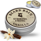 Striking Viking Beard Balm for Men - 2 oz, Vanilla Scent - Light Hold Moisturizer & Beard Conditioner for Men That Softens & Nourishes Coarse Facial Hair with Shea Butter & Tea Tree Oil