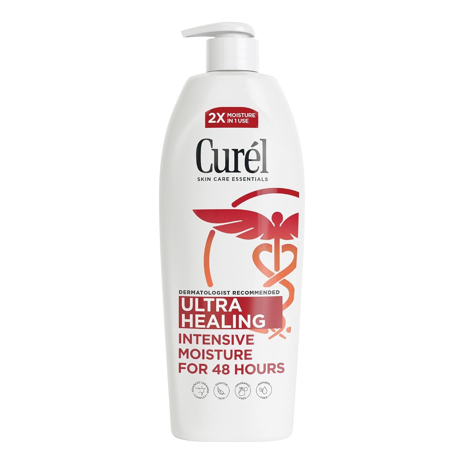 Curel Ultra Healing Intensive Fragrance-Free Lotion For Extra-Dry Skin, Dermatologist Recommended, Ideal For Sensitive Skin, Cruelty Free, Paraben Free, 20 Oz