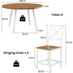 Ironck Round Dining Table Set For 4, Extendable Kitchen Table With 4 Chairs, 44.5" Drop Leaf Desk, Folding For Small Space, Apartment, Natural Wood