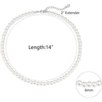 Zeffy Pearl Necklace 4MM/6MM/8MM Dainty Round Imitation Pearl Choker Necklace Wedding Pearl Necklace Delicate Jewelry for Women Simple Bridesmaid Jewelry Gifts