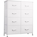 Wlive Fabric Dresser For Bedroom, Tall Dresser With 8 Drawers, Storage Tower With Fabric Bins, Double Dressers, Chest Of Drawers For Closet, Playroom, Dormitory, White
