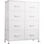 Wlive Fabric Dresser For Bedroom, Tall Dresser With 8 Drawers, Storage Tower With Fabric Bins, Double Dressers, Chest Of Drawers For Closet, Playroom, Dormitory, White
