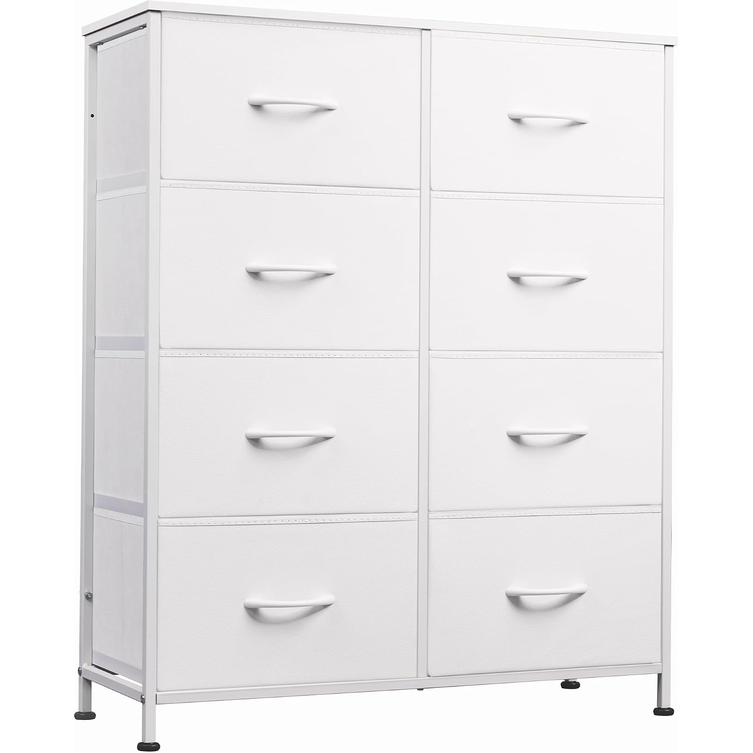 Wlive Fabric Dresser For Bedroom, Tall Dresser With 8 Drawers, Storage Tower With Fabric Bins, Double Dressers, Chest Of Drawers For Closet, Playroom, Dormitory, White