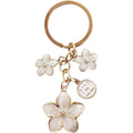 Pink/White/Black Cute Enamel Flower Initial Letter Bag Charms Keychain Aesthetic Accessory Keyring Purse Backpacks