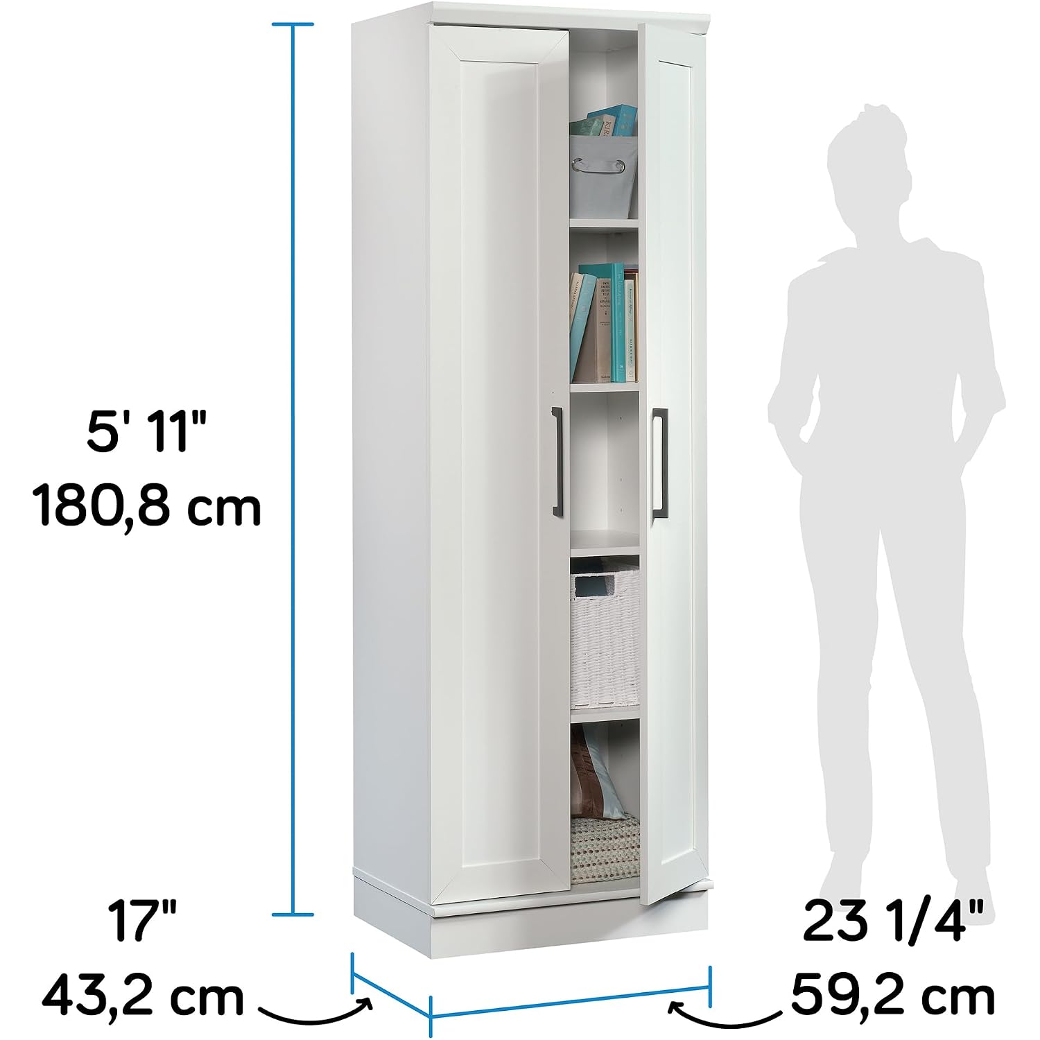 Sauder Homeplus Storage Cabinet/ Pantry Cabinets, Soft White Finish